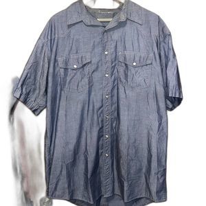 Wrangler Men's XXL Tall Vintage Blue Pearl Snap Western Rodeo Brushpopper Shirt